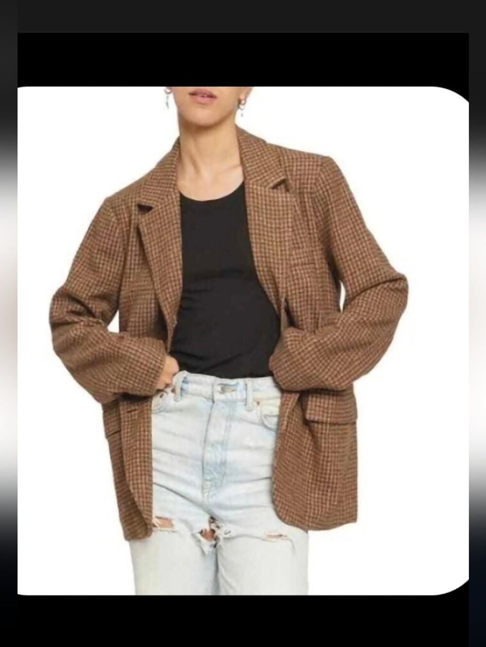 Brown Plaid Oversized Blazer S | French Parisian Chic
